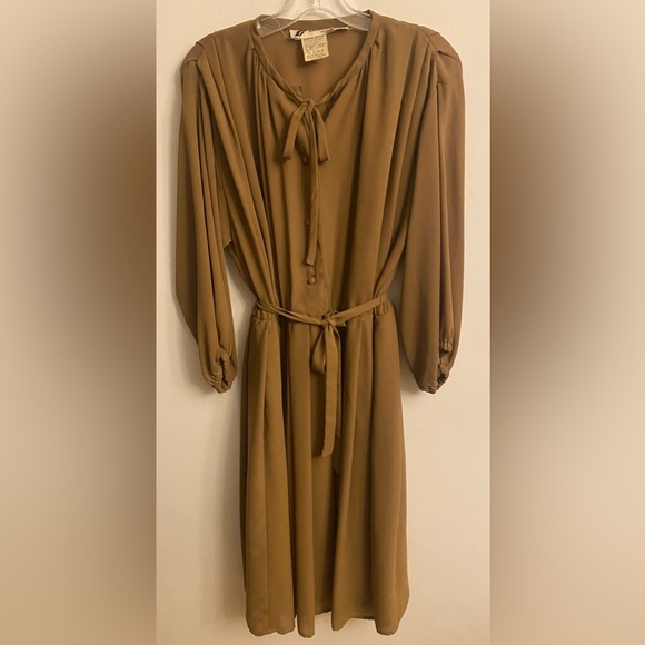 Vintage 80’s Size 12 MIDI Dress Mushroom PARIS - Picture 1 of 6